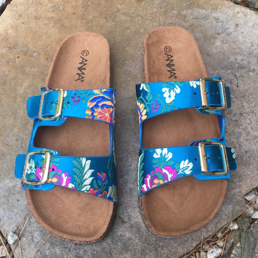 🌺Floral Brocade Flatform Slides Sandals - Picture 2 of 4